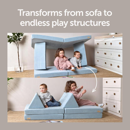 Baby Elegance Lil Elle Kids Sofa Bed Modular 4‑Piece Kids Play Couch, Machine‑Washable Covers | High‑Density Foam & Durable Corduroy Toddler Sofa | EU Safety Certified | Designed in Ireland- Blue