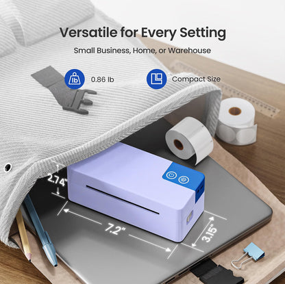 Bluetooth 4x6 Thermal Shipping Label Printer for Parcels, Violet
