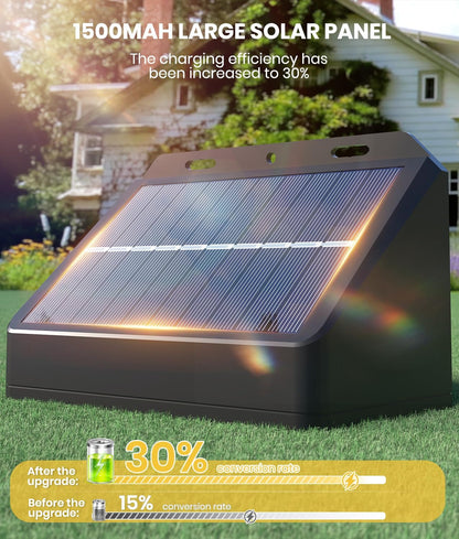 Solar Fence Lights Outdoor - 2 Pack, Garden Fence IP67 Waterproof, Warm White 3-Bulb Solar Wall Lights for Patio Decking & Yard Decoration