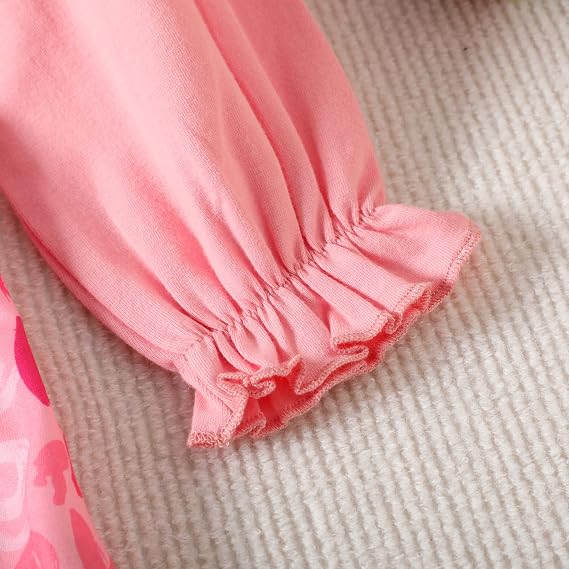 Baby Girl Dress Toddler Long Sleeves Love Heart Dresses Pink Party Princess Dress Infant Girls Clothes 2pcs Spring Fall Outfit Set (12-18 Months)