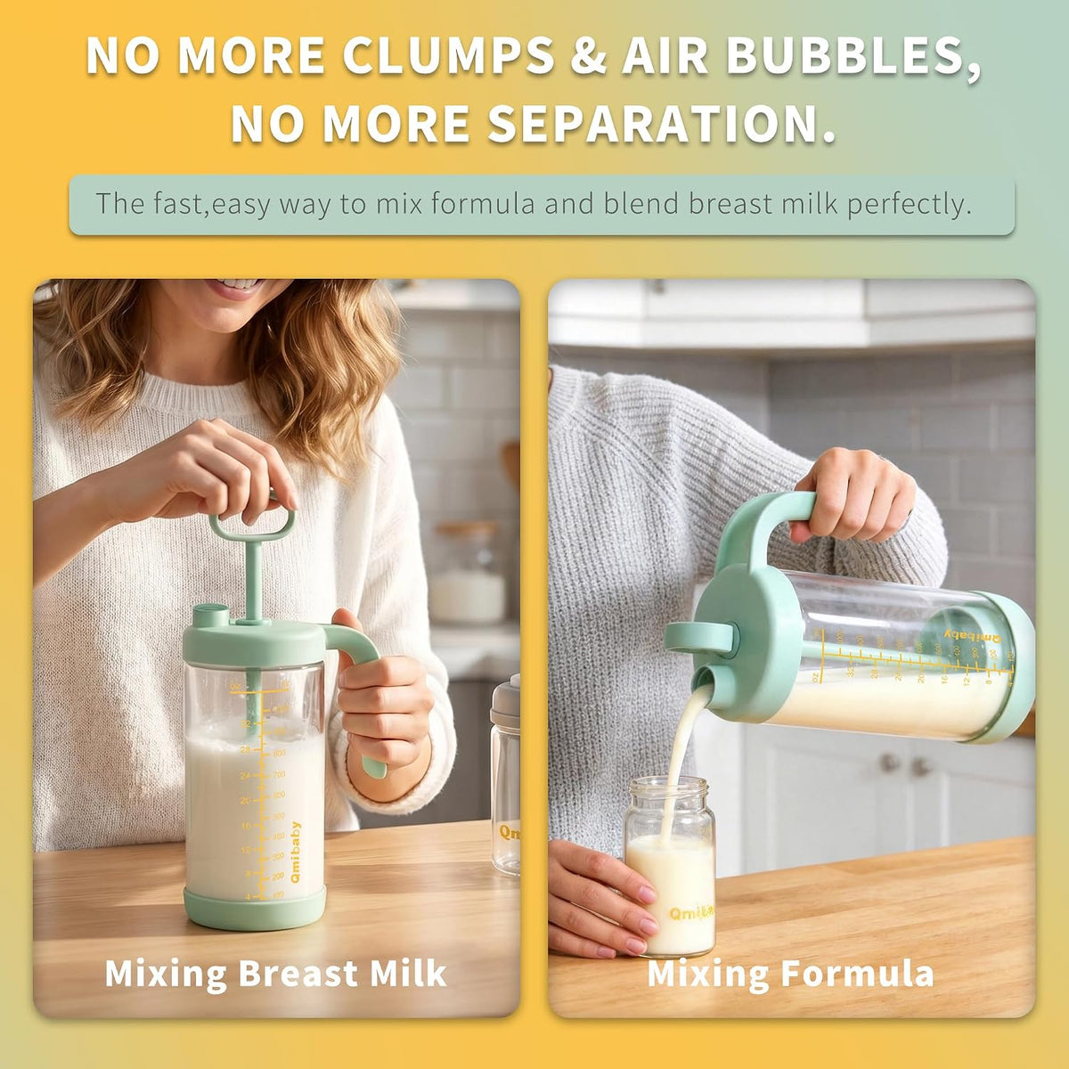 Borosilicate Glass Formula Mixing Pitcher – 32oz Mixing Capacity, Dishwasher-Safe, BPA-Free Lid, Perfect for Breastmilk Pitcher Method & Multi-Baby Feeding Green