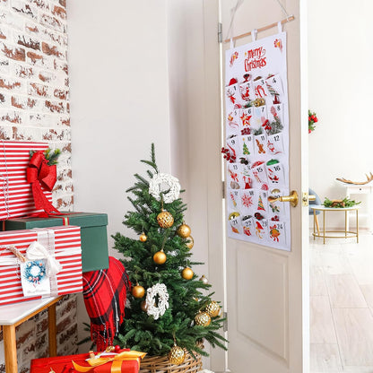 Christmas Advent Calendar, 2026 Fabric Hanging Christmas Advent Calendar with 24 Pockets, for Wall Door Decoration, Holiday Countdown