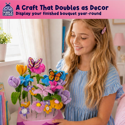 216 Pcs DIY Pipe Cleaners Flowers, Mess Free Craft Kit for Kids and Teens