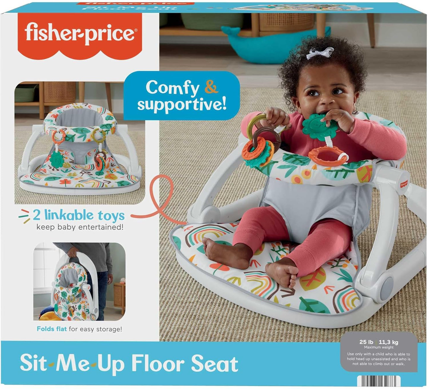 Fisher-Price Portable Baby Seat with Toys, Baby Chair for Sitting Up, Sit-Me-Up Floor Seat, Whimsical Forest