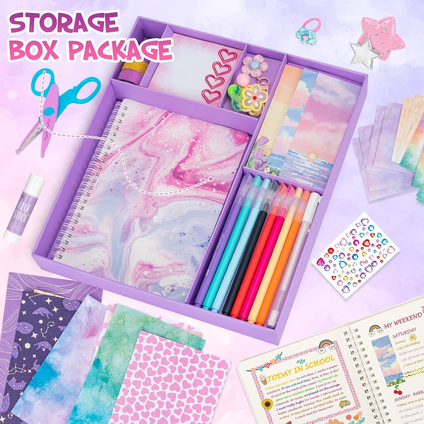 RISEMART 2 Pack DIY Journal Kit for Girls, Journaling Diary Toys for ages 8-13, Arts and Crafts Birthday Stationary Set Gifts for Teen Girls Ages 8 9 10 11 12 13 14 Year Old