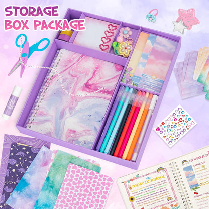 RISEMART 2 Pack DIY Journal Kit for Girls, Journaling Diary Toys for ages 8-13, Arts and Crafts Birthday Stationary Set Gifts for Teen Girls Ages 8 9 10 11 12 13 14 Year Old