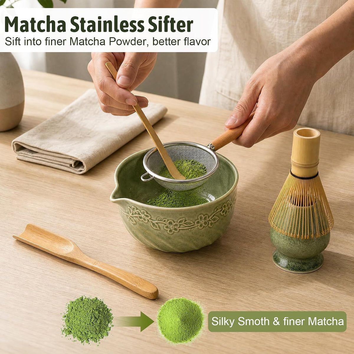Matcha Tea Set, 9-Piece Matcha Making Kit with Bowl, Whisk & Sifter