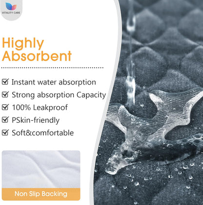 Vitality Care Chair Protector Pad with Waterproof Backing and Non-Slip Base, Washable 4-Layer Design for Chairs and Wheelchairs, Blue, 53x56cm NEW - DAMAGED PACKAGING