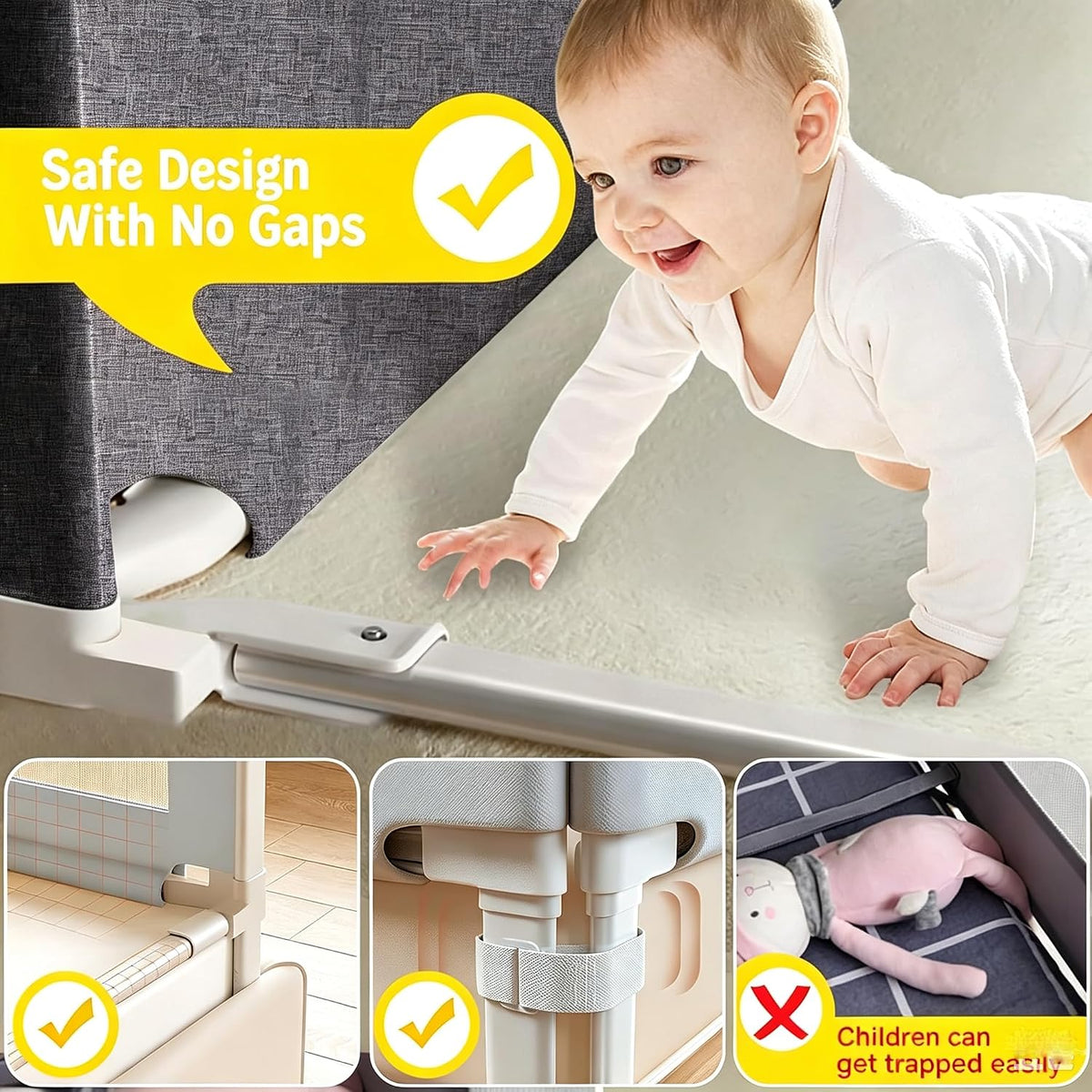 1.5M Bed Guard Bed Rails for Toddler Baby Bed Side Safety Rails for Children Kids, Extra Tall Bed Guard Rail for Single Double King Size Bed, Adjustable Height