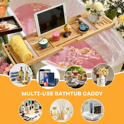 Bath Tray Bath Shelf, Wooden Bath Tray for Across the Tub
