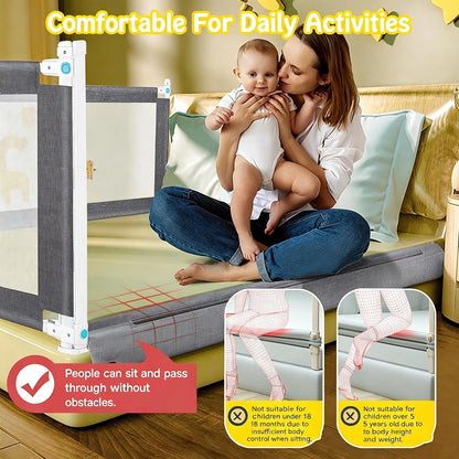 1.5M Bed Guard Bed Rails for Toddler Baby Bed Side Safety Rails for Children Kids, Extra Tall Bed Guard Rail for Single Double King Size Bed, Adjustable Height