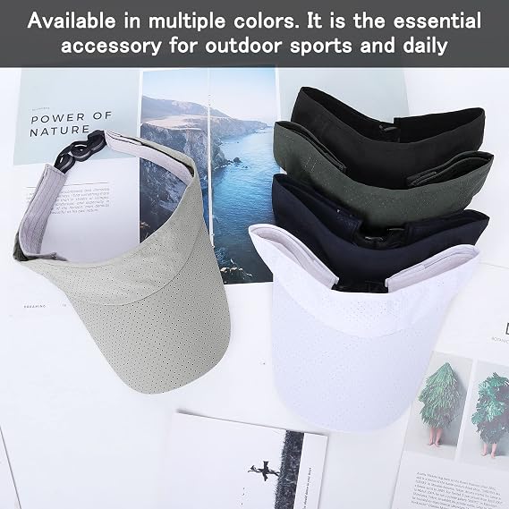 Sun Visor Cap - Mesh Quick Dry Visor Hat,Adjustable Golf Tennis Visor Breathable Empty Top Sun Hat Ponytail Running Outdoor Sport Cap for Men Women (BlackMS