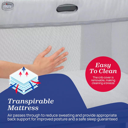 Chicco Next2Me Forever Co-Sleeping Crib and Cot - Suitable from Birth up to 4 Years - 11 Adjustable Height Positions - Air Flow