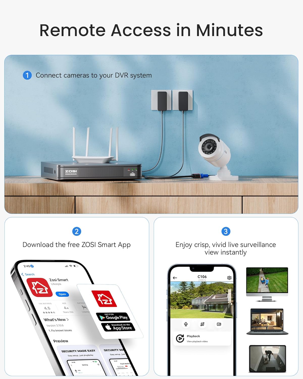 Zosi 4 Pack Security Camera Only In White