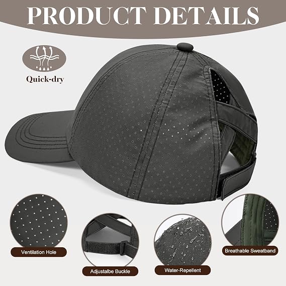 heekpek Baseball Cap for Women Ponytail Cap Ladies Sun Cap Summer Womens Caps Lightweight Quick Dry Outdoor Sports Criss Cross Mesh Breathable Hat