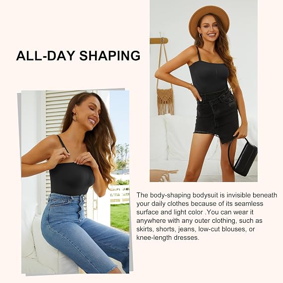 Hioffer Strapless Shapewear Bodysuits Tummy Control for Women Full Body Shaper Butt Lifter Shaping Briefs
