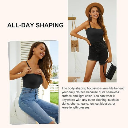 Hioffer Strapless Shapewear Bodysuits Tummy Control for Women Full Body Shaper Butt Lifter Shaping Briefs