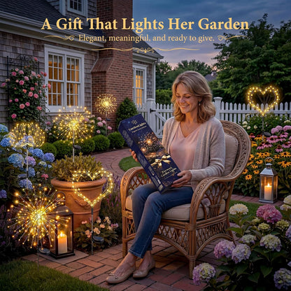 Solar Firework Lights Outdoor 3 Pack, 120LED Solar Starburst Garden Lights with 8 Modes, Waterproof Decorative Lights for Backyard, Garden, Patio & Lawn Landscape Decor-Warm White