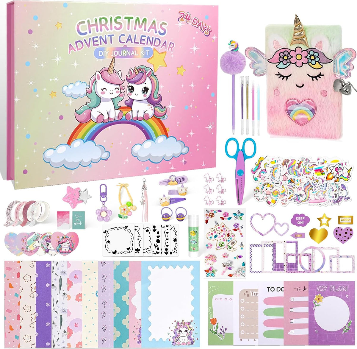 Advent Calendar 2026 for Girls, 24 Days Christmas Stationery & Journal Kit