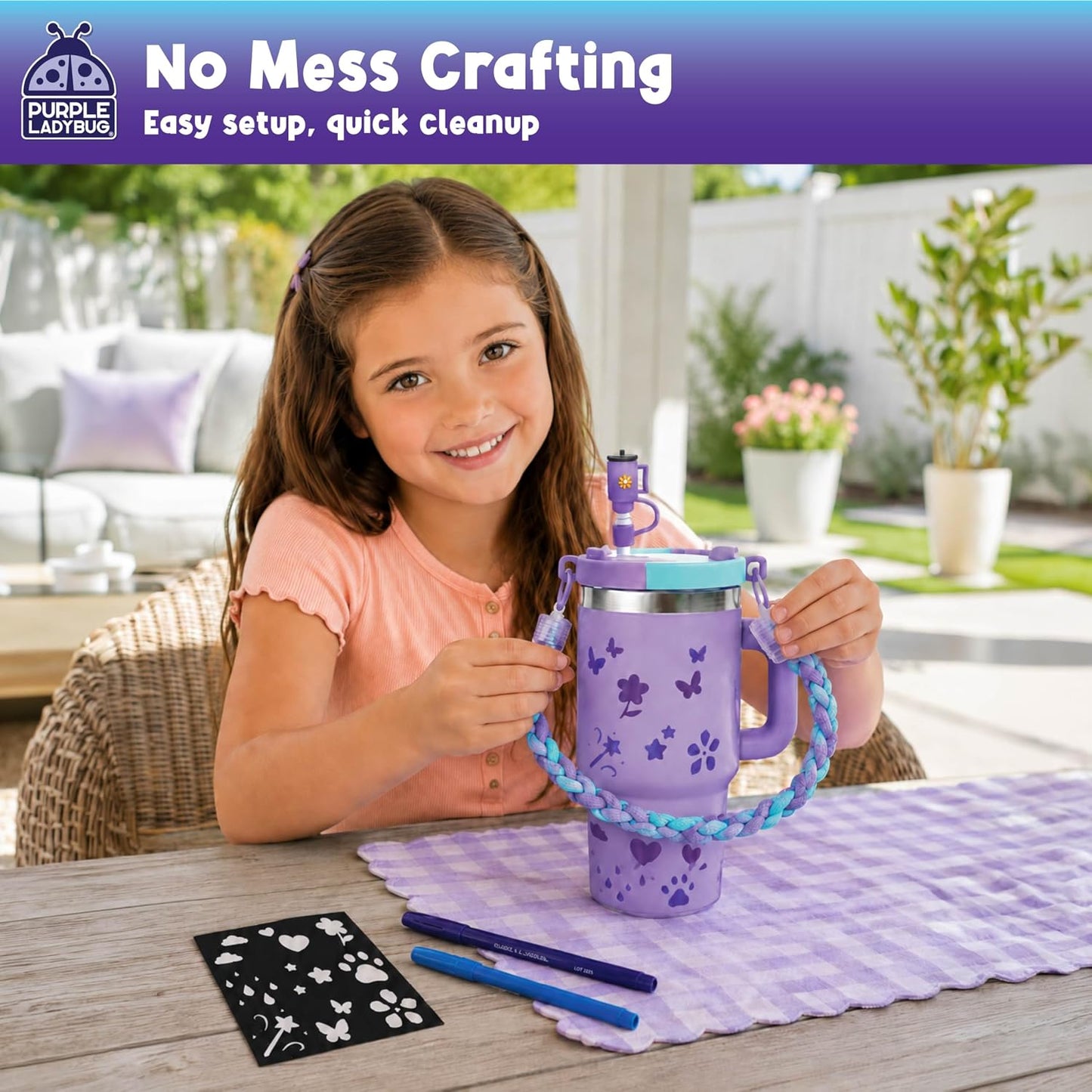 DIY Kids Tumbler with Straw and Lid - 14oz Insulated Stainless Steel Tumbler for Girls
