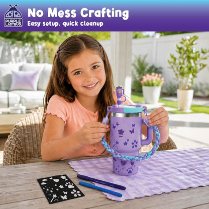 DIY Kids Tumbler with Straw and Lid - 14oz Insulated Stainless Steel Tumbler for Girls