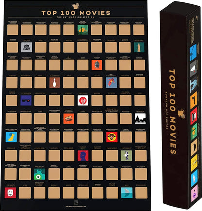 Enno Vatti |100 Movies Scratch Off Poster - Top Films of All Time Bucket List (42 x 59.4 cm) - Cinematic Journey Quest - Exceptional Gift for Movie Lovers - Ideal for Christmas and Easter Surprises