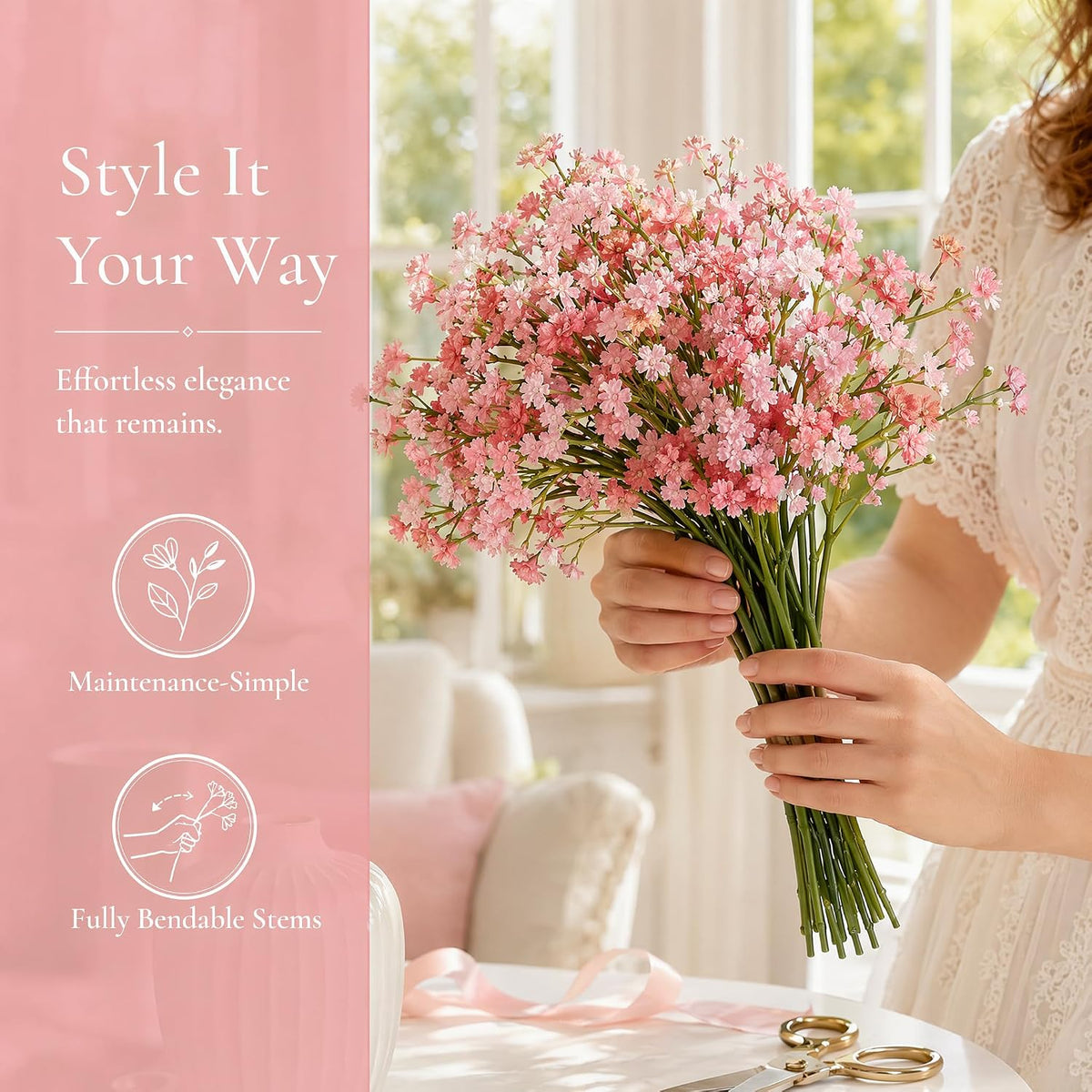 10Pcs Artificial Gypsophila Real Touch Baby Breath Flower Gifts for Women