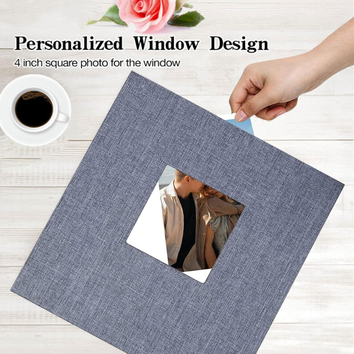 Large Photo Album Self Adhesive for 3x5 4x6 5x7 8x10 Pictures Linen Scrapbook Album DIY 40 Blank Pages with A Metallic Pen