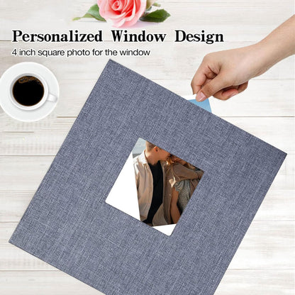 Large Photo Album Self Adhesive for 3x5 4x6 5x7 8x10 Pictures Linen Scrapbook Album DIY 40 Blank Pages with A Metallic Pen