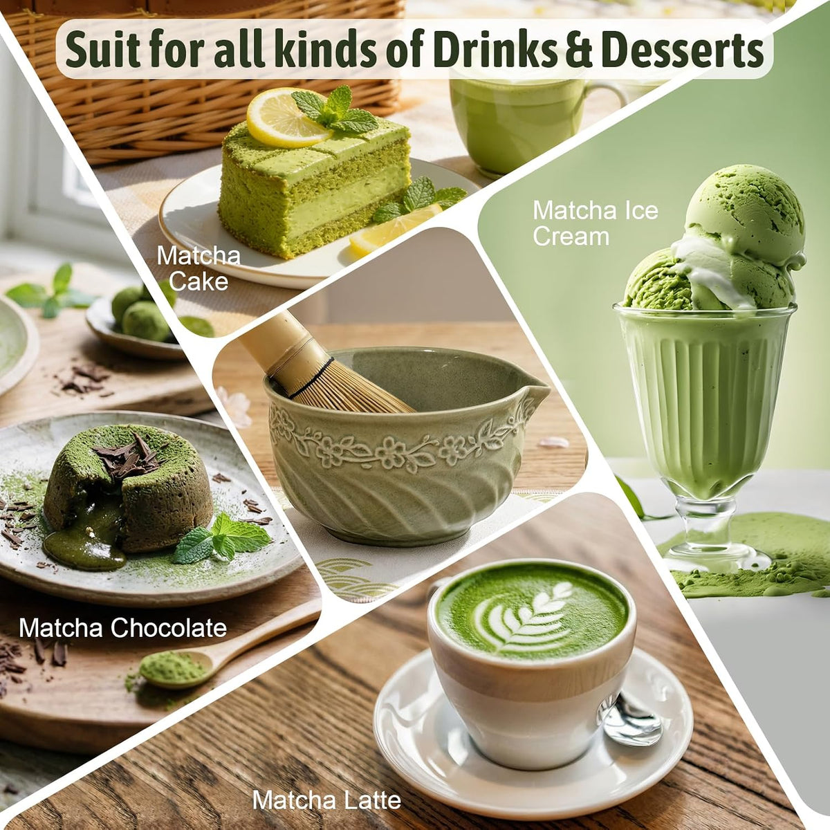 Matcha Tea Set, 9-Piece Matcha Making Kit with Bowl, Whisk & Sifter