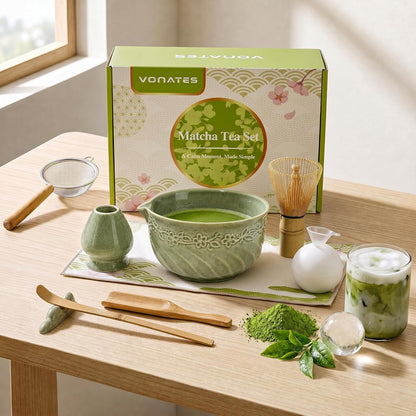Matcha Tea Set, 9-Piece Matcha Making Kit with Bowl, Whisk & Sifter