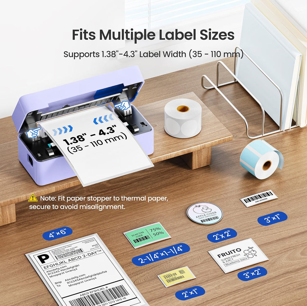 Bluetooth 4x6 Thermal Shipping Label Printer for Parcels, Violet
