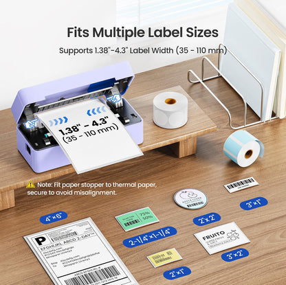 Bluetooth 4x6 Thermal Shipping Label Printer for Parcels, Violet