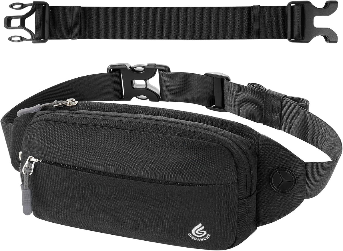 Gisdanchz Bumbags with Extender for Women Men, Lightweight Slim Waist Bag Fanny Pack for Travel Walking Running Jogging