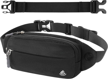 Gisdanchz Bumbags with Extender for Women Men, Lightweight Slim Waist Bag Fanny Pack for Travel Walking Running Jogging