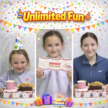 10 Pack Disposable Plates For Parties - Brithday Party Food Trays Set With 2 Food Compartments & Drink Holder - Food Boxes and Party Invitations Kids | Cardboard Box Birthday Accessories