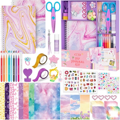 RISEMART 2 Pack DIY Journal Kit for Girls, Journaling Diary Toys for ages 8-13, Arts and Crafts Birthday Stationary Set Gifts for Teen Girls Ages 8 9 10 11 12 13 14 Year Old