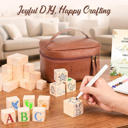133 Pcs Baby Shower Games Sign Kit with 52Pcs Wooden Blocks | Creative Baby Shower Ideas for Guests, DIY Drawing for Gender Reveal Activity & Baby Shower Decorations