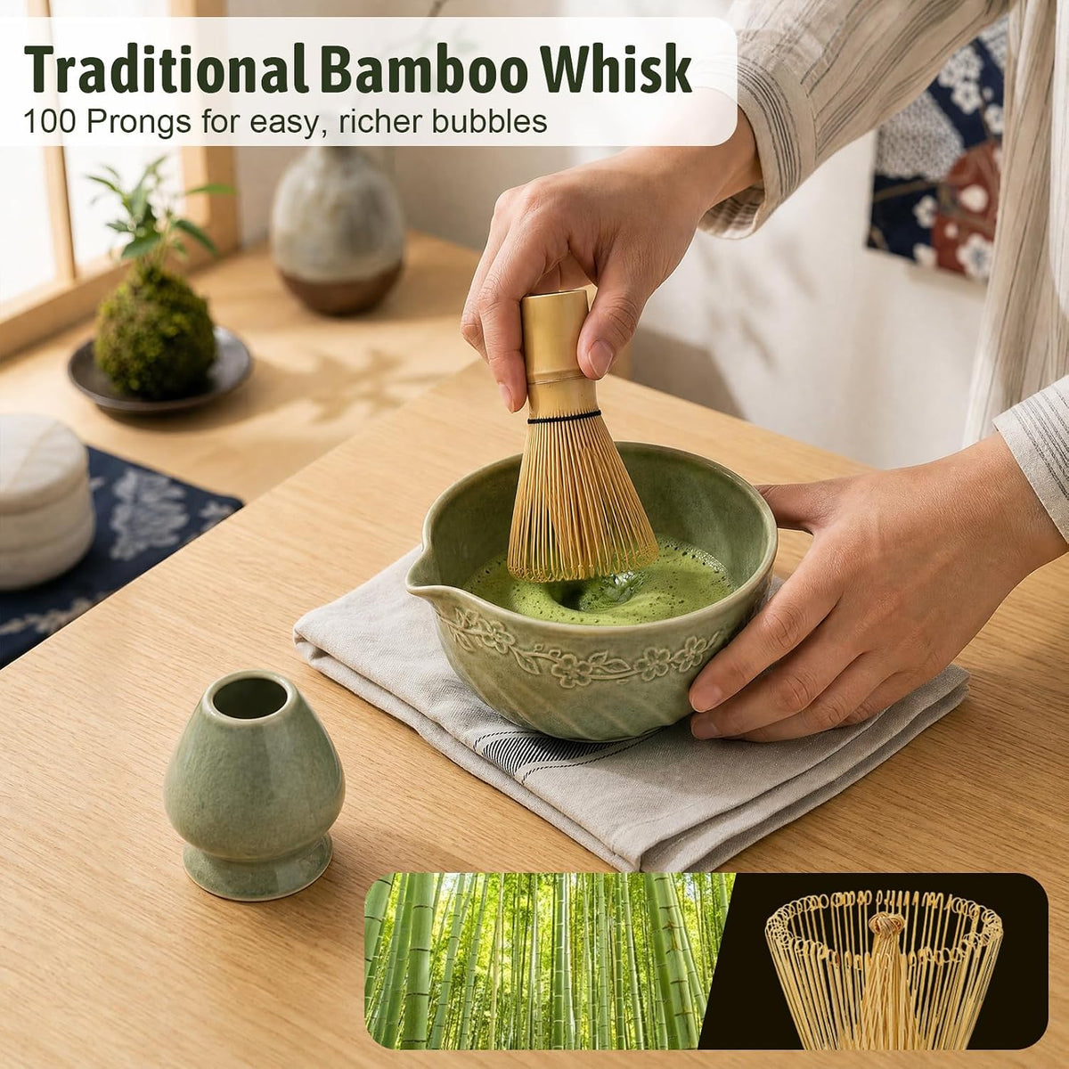 Matcha Tea Set, 9-Piece Matcha Making Kit with Bowl, Whisk & Sifter
