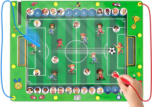 Lantanto Montessori magnetic football alphabet puzzle with a colourful football pitch and magnetic pieces