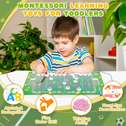 Lantanto Montessori magnetic football alphabet puzzle for toddlers promoting fine motor skills and alphabet recognition