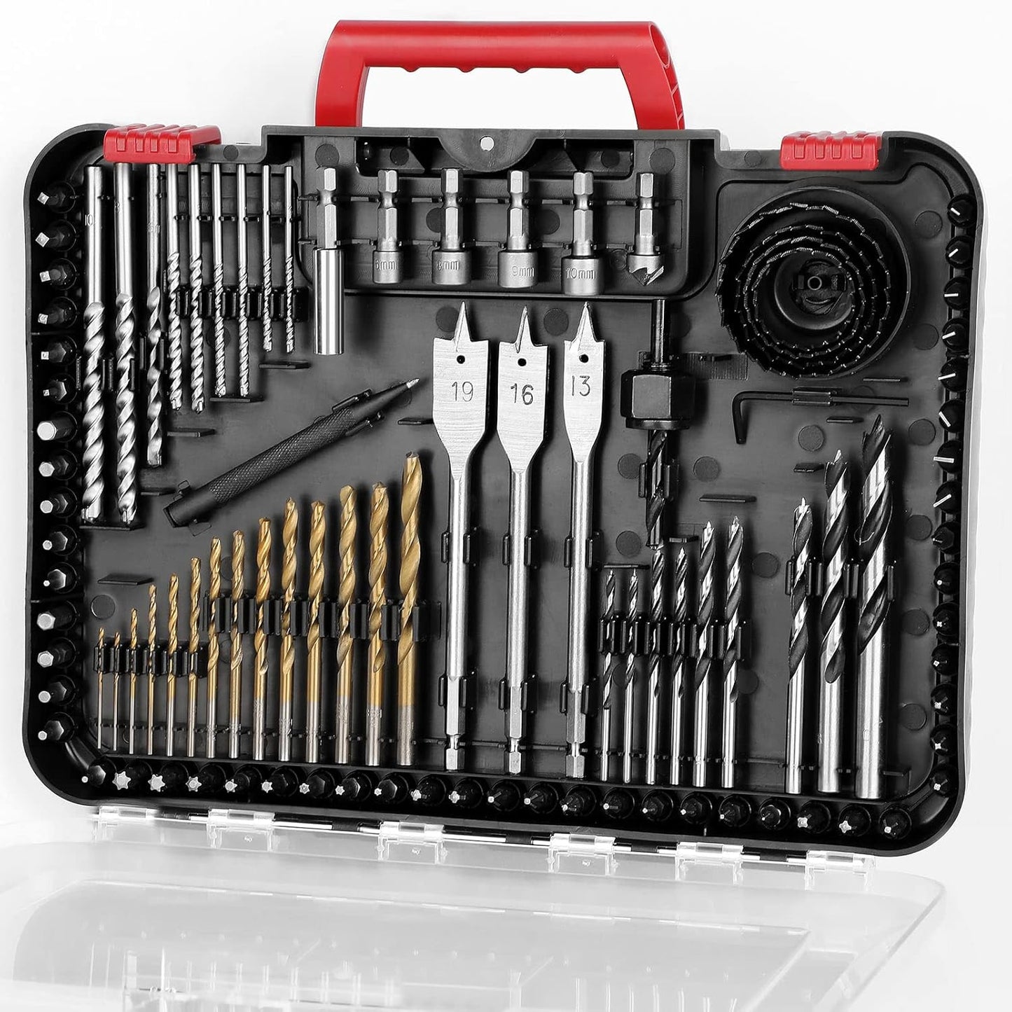 C P CHANTPOWER Drill Bit Sets, 100 Pcs HSS Titanium Screwdriver Bits Set with Storage Case for Metal, Wood, Masonry, Includes Countersink Drill Bit