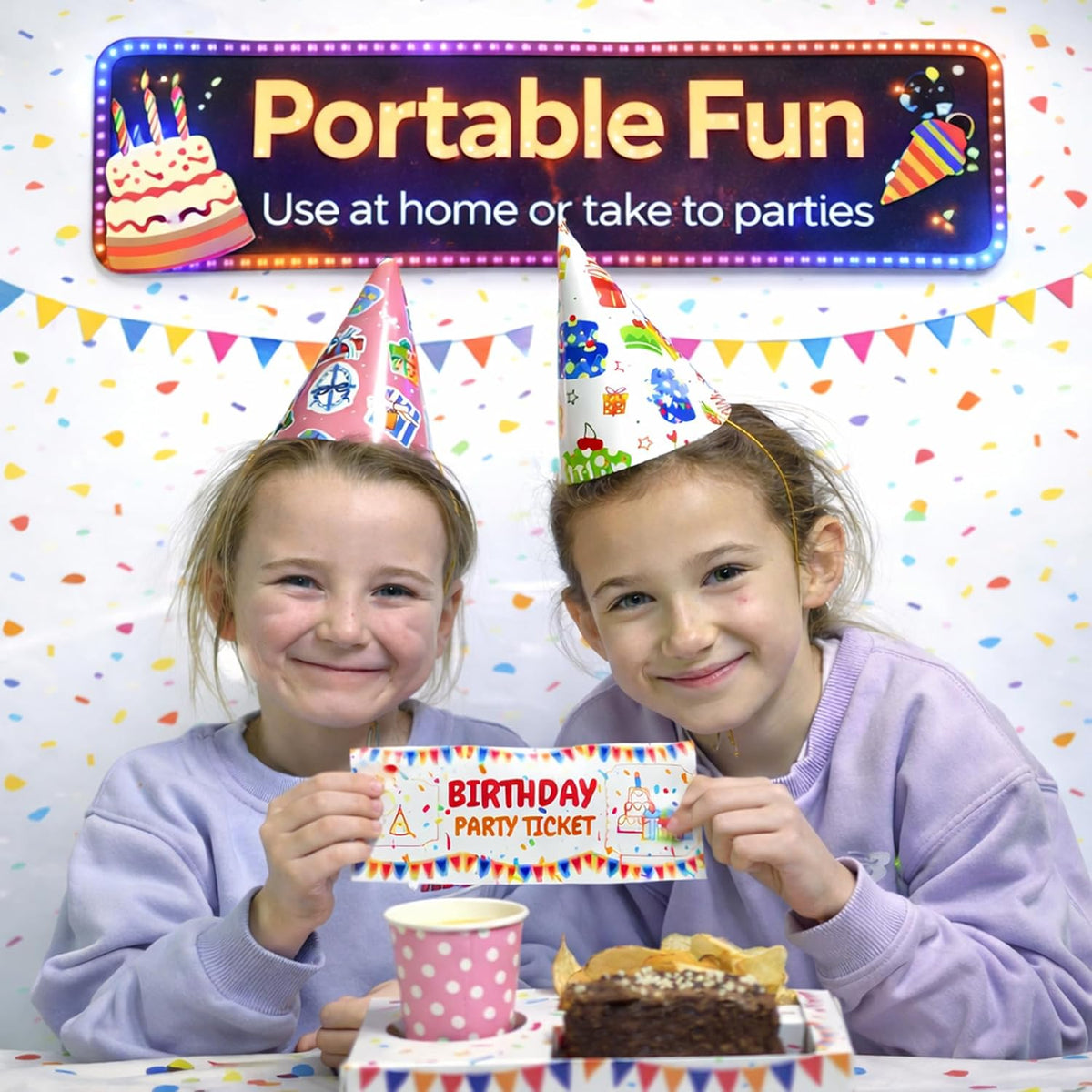 10 Pack Disposable Plates For Parties - Brithday Party Food Trays Set With 2 Food Compartments & Drink Holder - Food Boxes and Party Invitations Kids | Cardboard Box Birthday Accessories