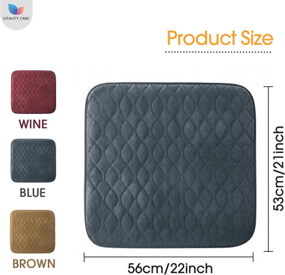 Vitality Care Chair Protector Pad with Waterproof Backing and Non-Slip Base, Washable 4-Layer Design for Chairs and Wheelchairs, Blue, 53x56cm NEW - DAMAGED PACKAGING
