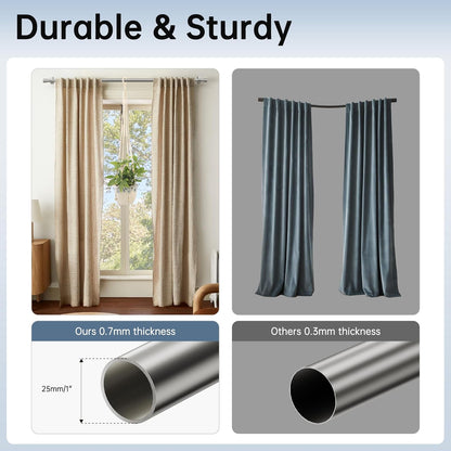 Extendable Curtain Rods 76-208cm & 25cm Diameter