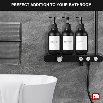 Shampoo and Conditioner Bottles, Plastic Black Shampoo Dispenser