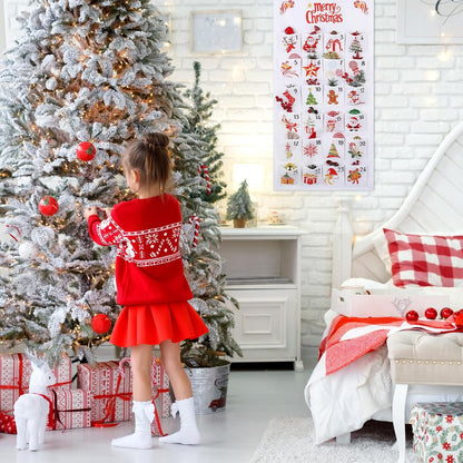 Christmas Advent Calendar, 2026 Fabric Hanging Christmas Advent Calendar with 24 Pockets, for Wall Door Decoration, Holiday Countdown