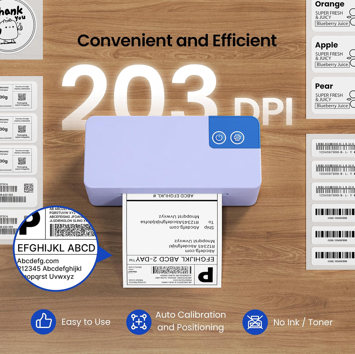 Bluetooth 4x6 Thermal Shipping Label Printer for Parcels, Violet