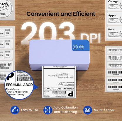 Bluetooth 4x6 Thermal Shipping Label Printer for Parcels, Violet