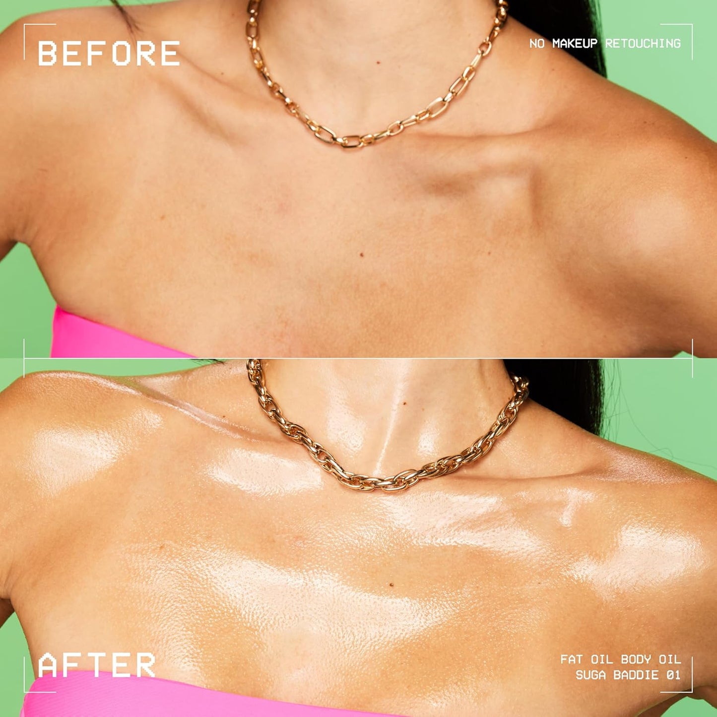 NYX Body Oil, Fat Oil Shimmering Body Moisturiser for Glowing Skin, 24hr Hydration with Avocado Oil & Vitamin E, High-Shine Finish, Non-Greasy & Vegan, Suga Baddie
